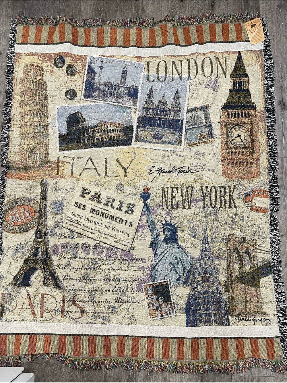 Vintage Travel Montage Tapestry Wall Hanging - Multicolor